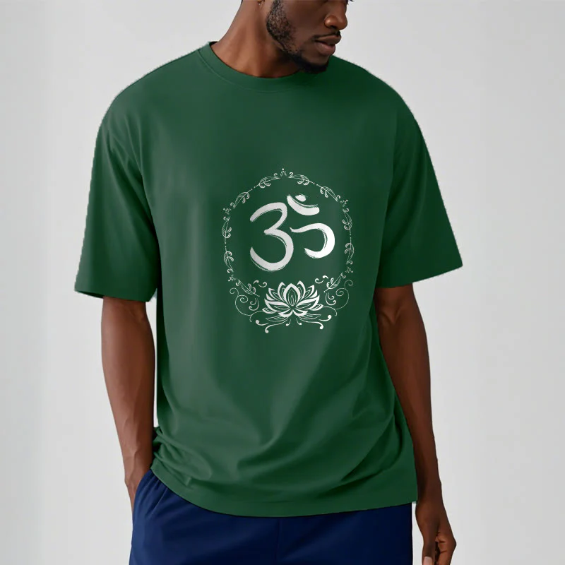 Maglietta in cotone con schizzo Buddha Stones OM Lotus - Image 7