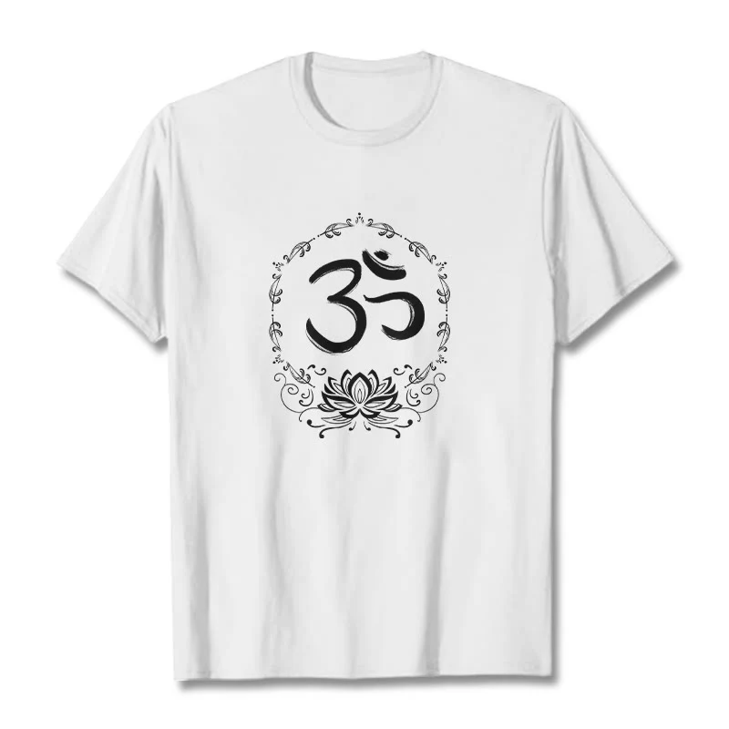 Maglietta in cotone con schizzo Buddha Stones OM Lotus - Image 8