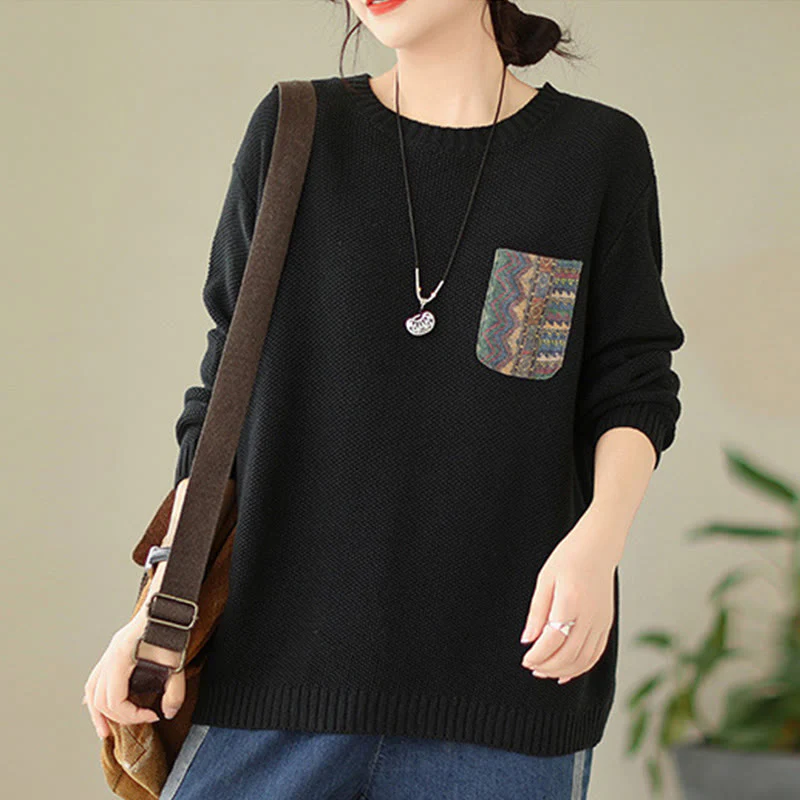 Maglione da donna a maniche lunghe in cotone lavorato a maglia con motivo floreale decorativo autunnale Buddha Stones - Image 20