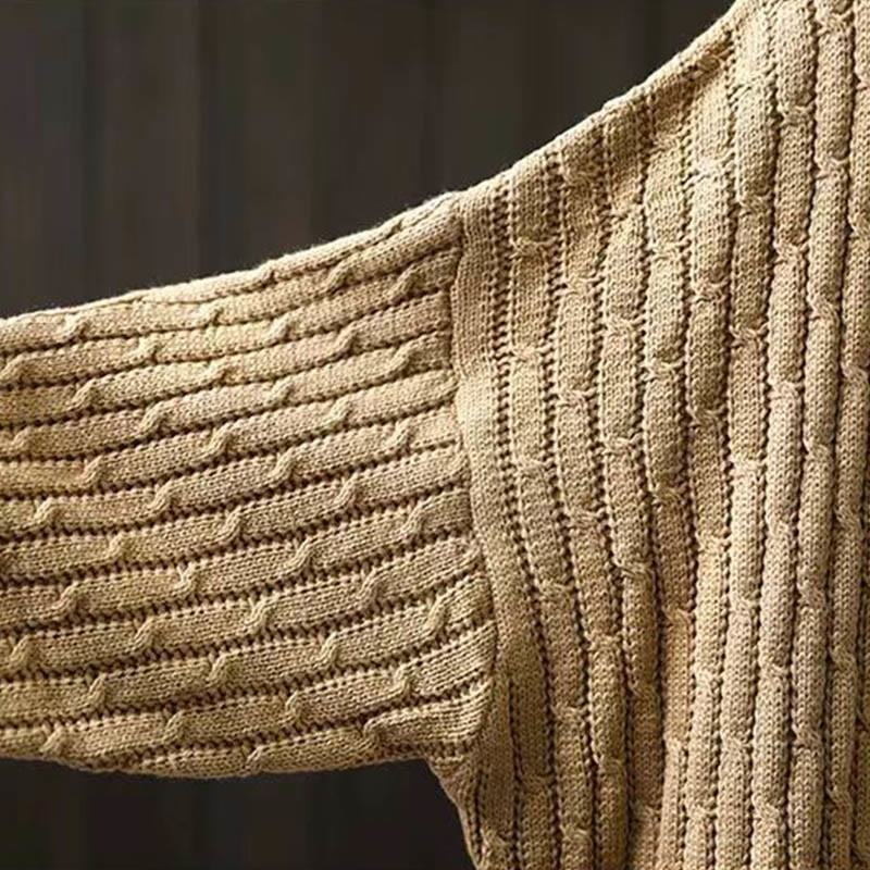 Maglione da donna in cotone con scollo rotondo e maniche lunghe, motivo patchwork invernale Buddha Stones - Image 7