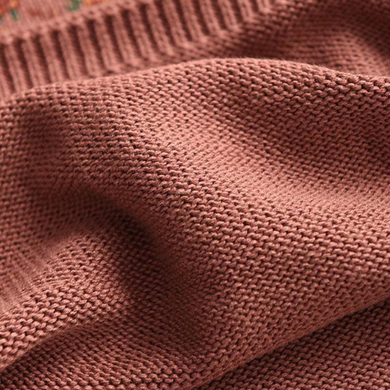 Maglione da donna in cotone lavorato a maglia con collo alto, manica lunga e stampa floreale autunnale Buddha Stones - Image 6