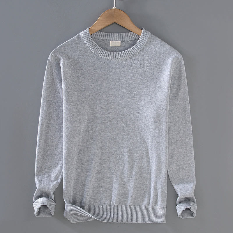 Maglione da uomo a maniche lunghe con scollo rotondo in puro cotone termico con motivo a coste Buddha Stones - Image 4