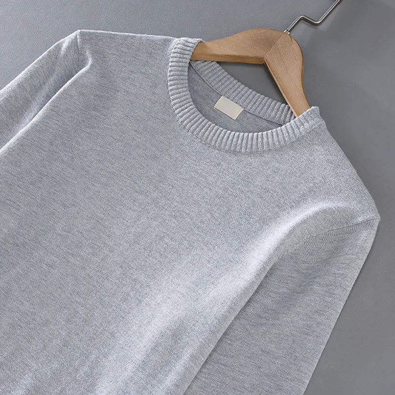 Maglione da uomo a maniche lunghe con scollo rotondo in puro cotone termico con motivo a coste Buddha Stones - Image 6