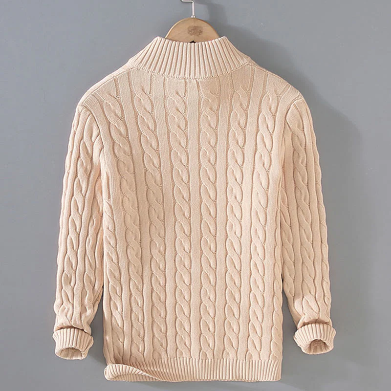 Maglione da uomo in cotone a maniche lunghe con collo alto e cerniera, modello Buddha Stones Winter Textured - Image 6