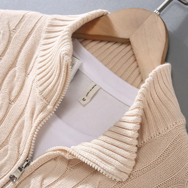 Maglione da uomo in cotone a maniche lunghe con collo alto e cerniera, modello Buddha Stones Winter Textured - Image 8