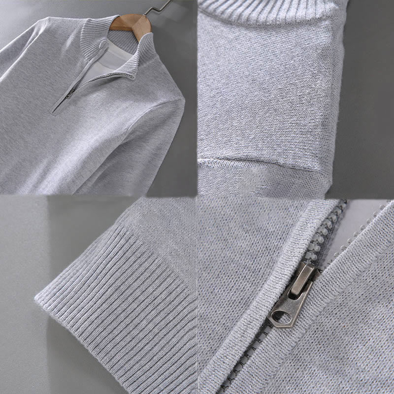 Maglione da uomo in puro cotone con collo alto, maniche lunghe e orlo a coste tinta unita, motivo Buddha Stones - Image 14