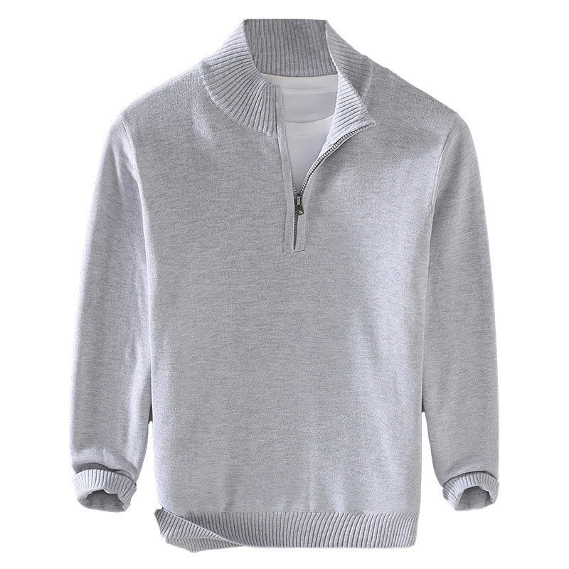 Maglione da uomo in puro cotone con collo alto, maniche lunghe e orlo a coste tinta unita, motivo Buddha Stones - Image 15