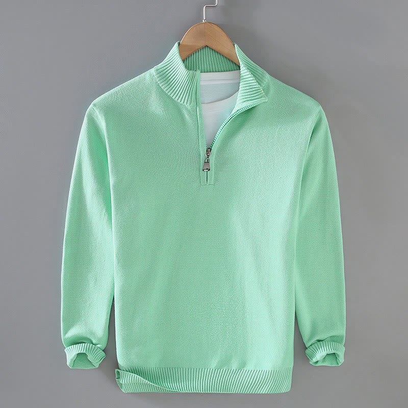Maglione da uomo in puro cotone con collo alto, maniche lunghe e orlo a coste tinta unita, motivo Buddha Stones - Image 17