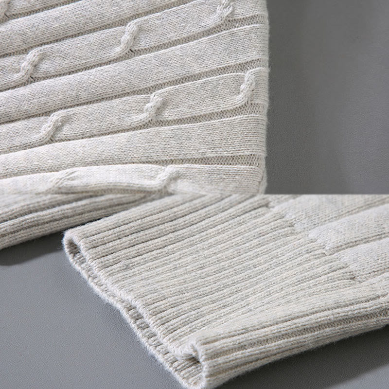 Maglione da uomo in puro cotone con scollo rotondo e maniche lunghe, motivo a trecce Buddha Stones - Image 10