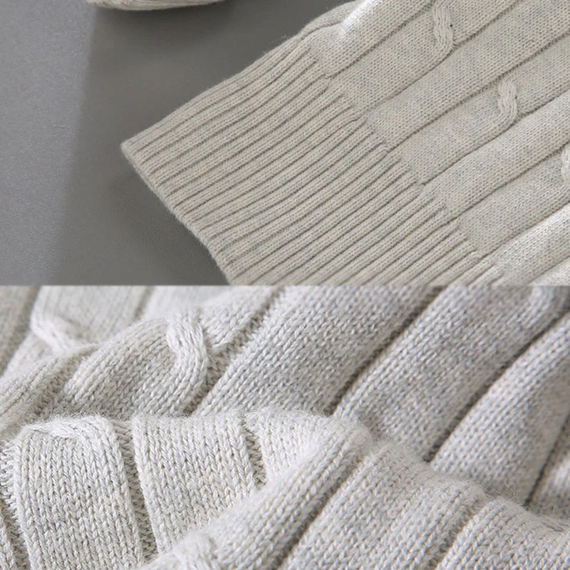 Maglione da uomo in puro cotone con scollo rotondo e maniche lunghe, motivo a trecce Buddha Stones - Image 11