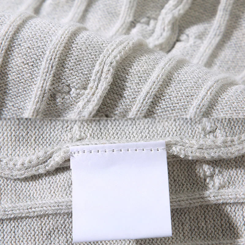 Maglione da uomo in puro cotone con scollo rotondo e maniche lunghe, motivo a trecce Buddha Stones - Image 12