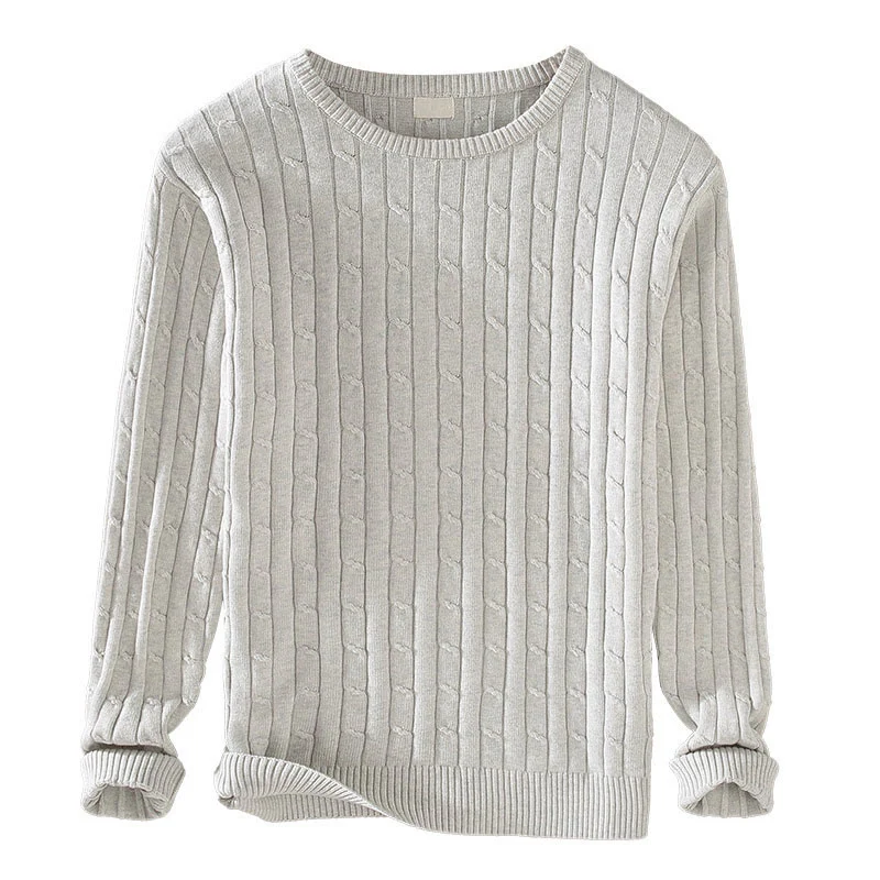 Maglione da uomo in puro cotone con scollo rotondo e maniche lunghe, motivo a trecce Buddha Stones - Image 14