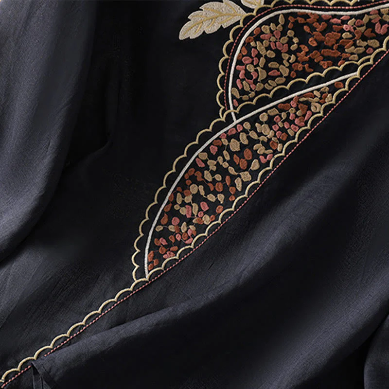 Maglione girocollo in cotone e lino con ricamo etnico Buddha Stones - Image 8
