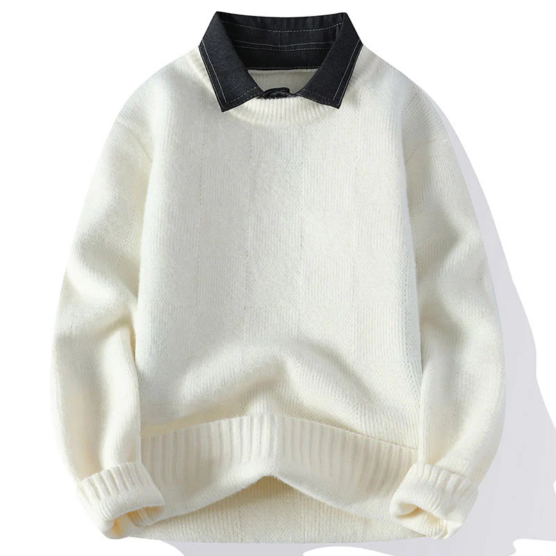 Maglione lavorato a maglia a maniche lunghe da uomo, caldo, con colletto rialzato e motivo scozzese, modello Buddha Stones Winter - Image 5