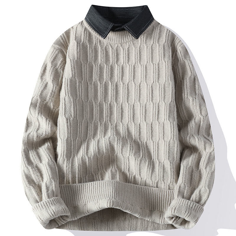 Maglione lavorato a maglia a maniche lunghe da uomo, caldo, con collo alto, nero, invernale, motivo Buddha Stones