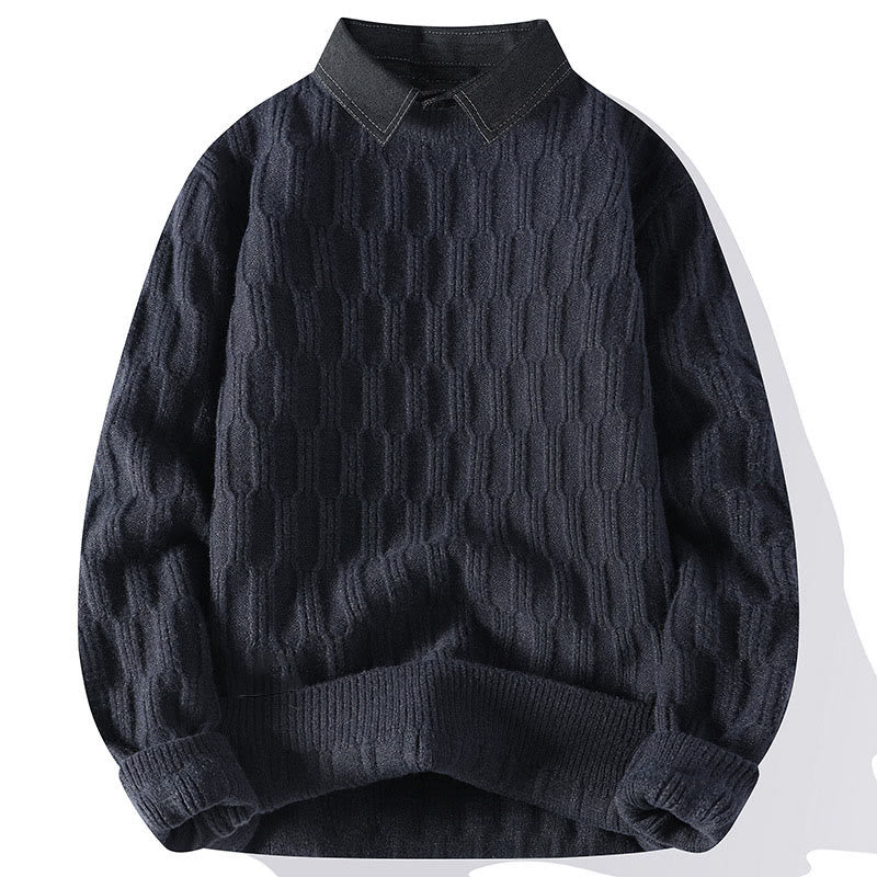 Maglione lavorato a maglia a maniche lunghe da uomo, caldo, con collo alto, nero, invernale, motivo Buddha Stones - Image 10