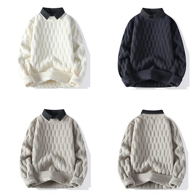 Maglione lavorato a maglia a maniche lunghe da uomo, caldo, con collo alto, nero, invernale, motivo Buddha Stones - Image 11