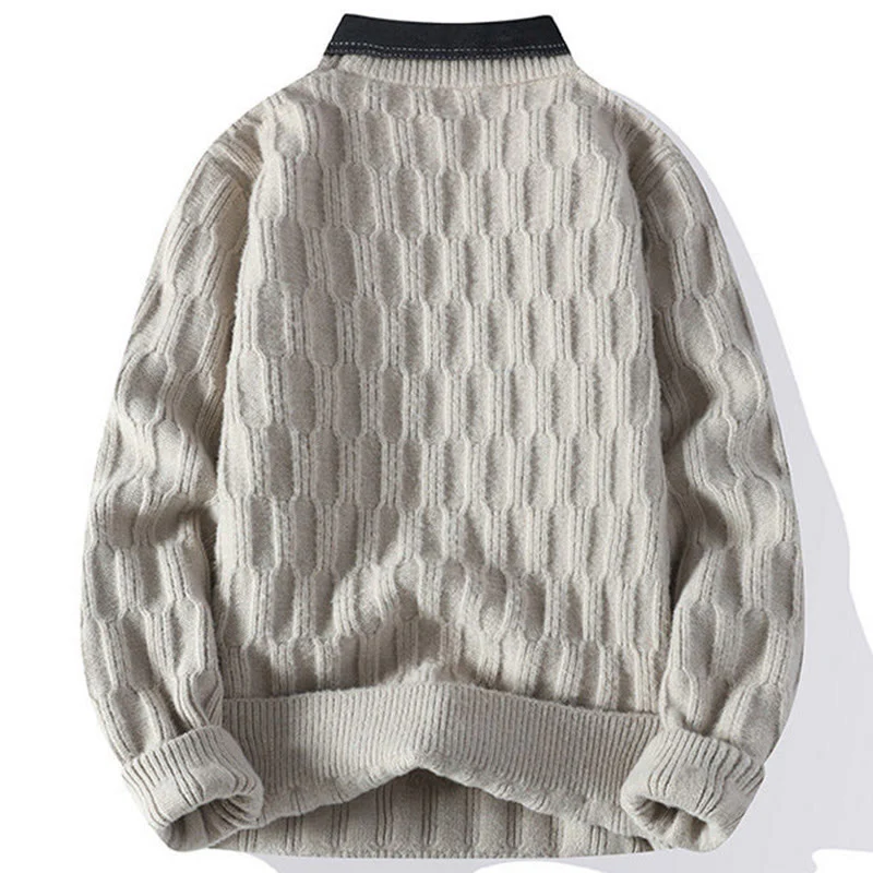 Maglione lavorato a maglia a maniche lunghe da uomo, caldo, con collo alto, nero, invernale, motivo Buddha Stones - Image 2