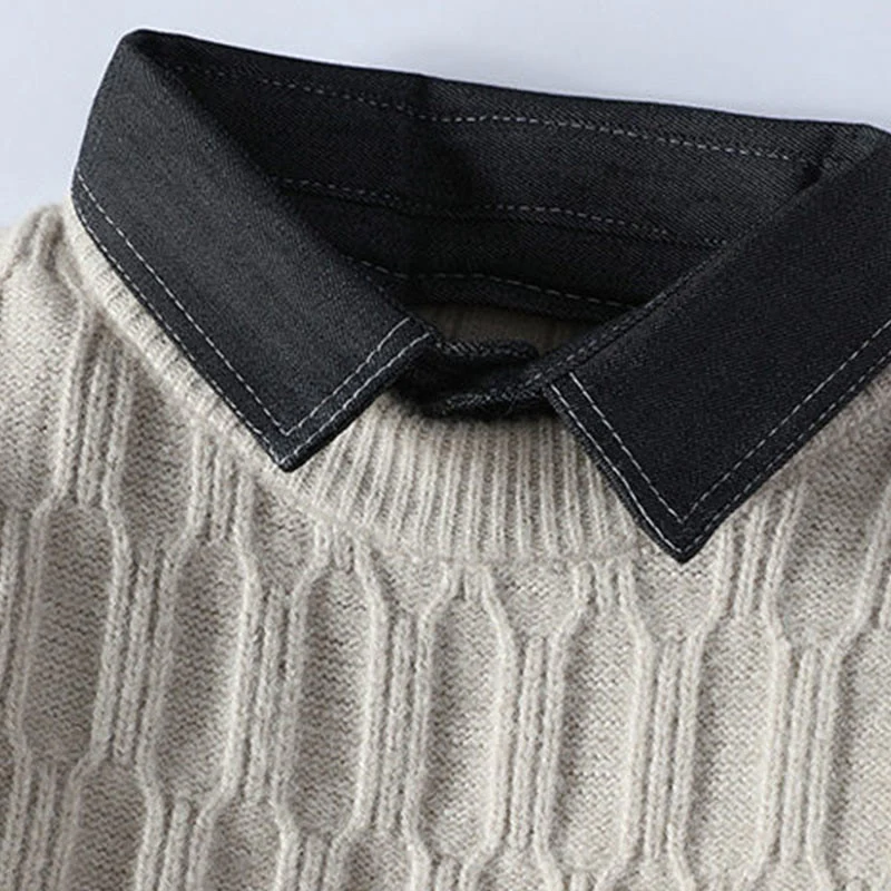 Maglione lavorato a maglia a maniche lunghe da uomo, caldo, con collo alto, nero, invernale, motivo Buddha Stones - Image 4