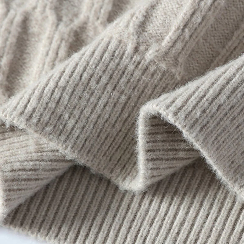 Maglione lavorato a maglia a maniche lunghe da uomo, caldo, con collo alto, nero, invernale, motivo Buddha Stones - Image 8
