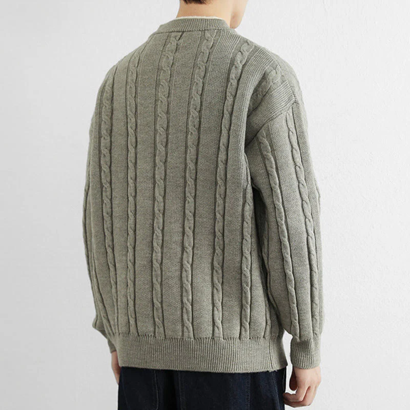 Maglione lavorato a maglia a maniche lunghe da uomo, caldo, invernale, con scollo a V, bottoni intrecciati, motivo Buddha Stones - Image 17