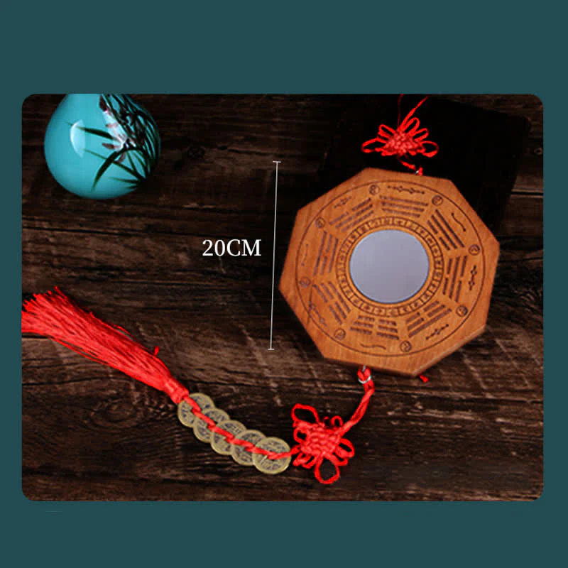 Mappa Feng Shui Bagua Legno di pesco Cinque monete imperatore Bilancia cinese Nodo Mappa energetica Specchio - Image 13