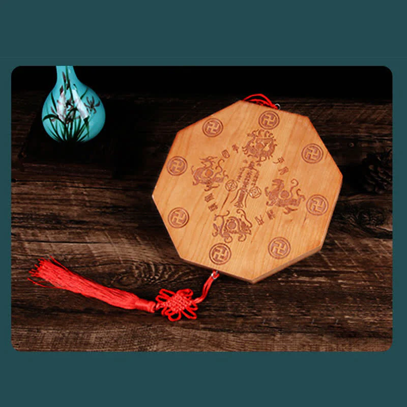 Mappa Feng Shui Bagua Legno di pesco Cinque monete imperatore Bilancia cinese Nodo Mappa energetica Specchio - Image 16