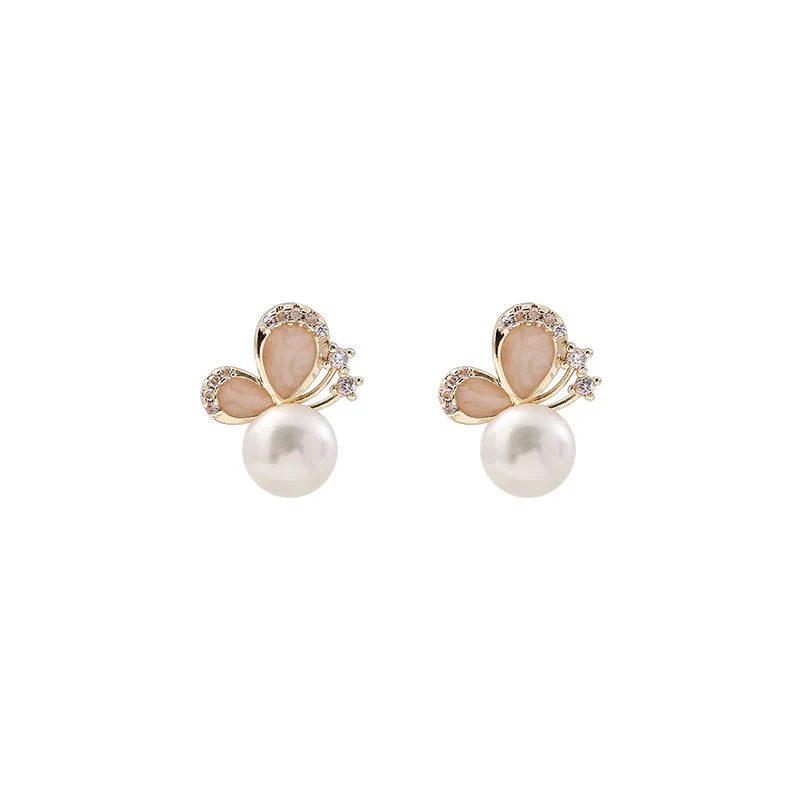 Orecchini a Buddha Stones placcati oro 18k con perle e farfalle, amore e libertà - Image 11