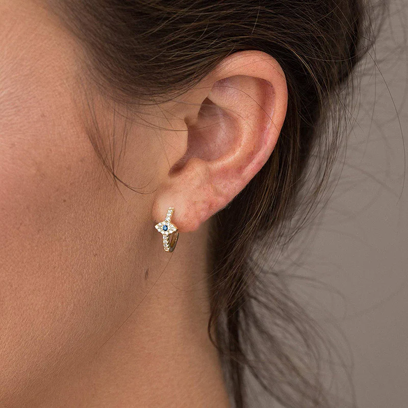 Orecchini a bottone con simbolo dell'occhio malvagio in argento sterling 925 con Buddha Stones e benedizione - Image 4