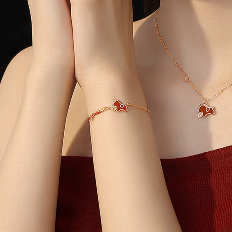 Orecchini asimmetrici con protezione dell'anno del cavallo, in argento sterling 925 con moneta in agata rossa e Buddha Stones - Image 24