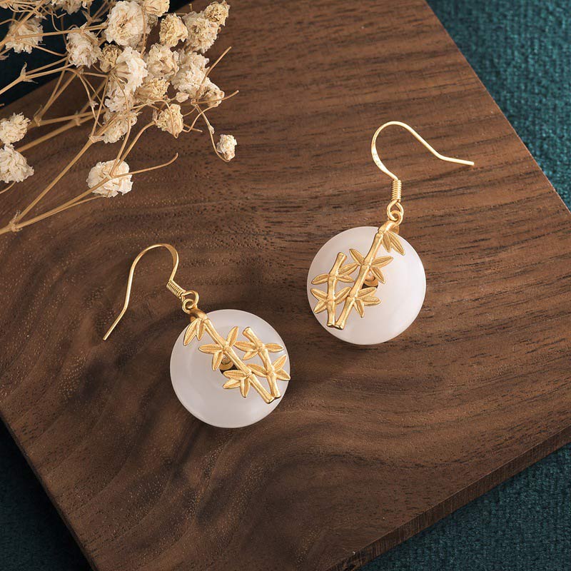 Orecchini Buddha Stones FengShui in giada bianca con fortuna - Image 4