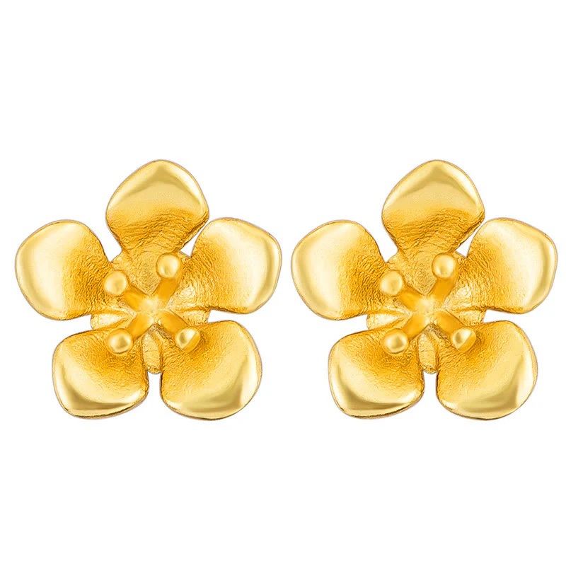 Orecchini Buddha Stones in argento sterling 925 con fiori di pesco dorati - Image 7