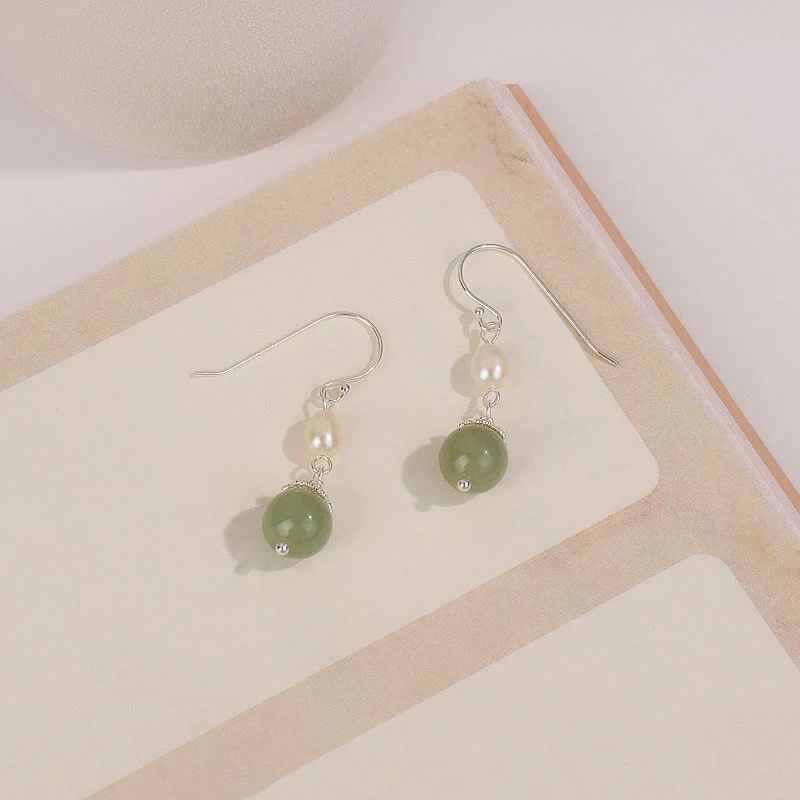 Orecchini Buddha Stones in argento sterling 925 con perle naturali e giada - Image 3