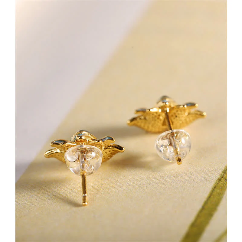 Orecchini di successo in argento sterling 925 con fiore di loto in giada ciano Hetian - Image 5