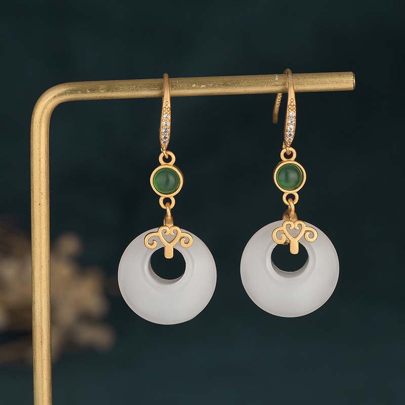 Orecchini pendenti di benedizione in giada bianca FengShui - Image 16