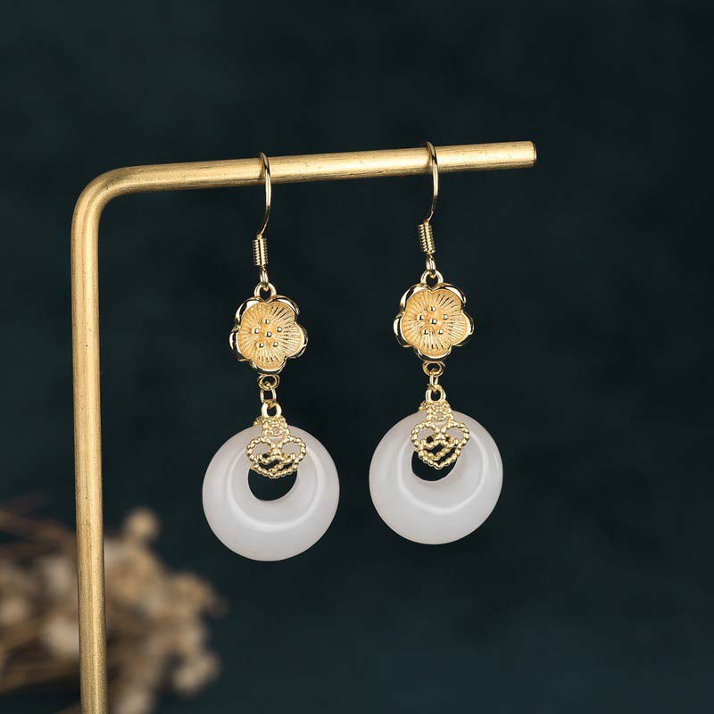 Orecchini pendenti di benedizione in giada bianca FengShui - Image 20