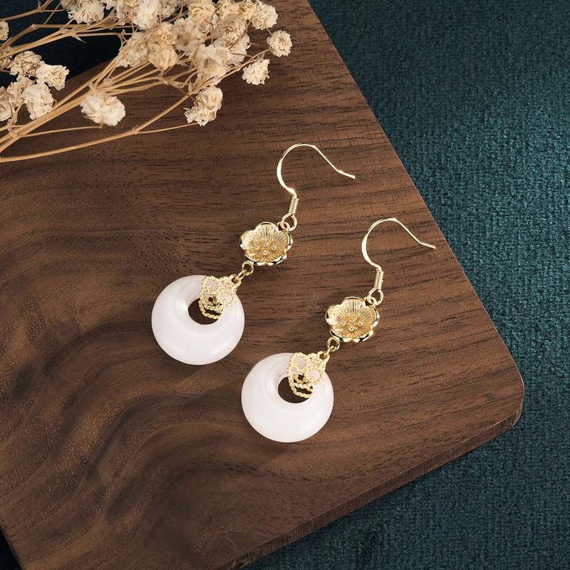 Orecchini pendenti di benedizione in giada bianca FengShui - Image 21