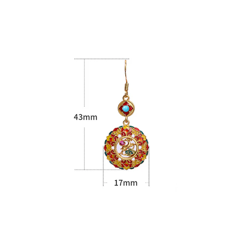 Orecchini pendenti in rame alce color Dunhuang placcati in oro 24K Buddha Stones - Image 4