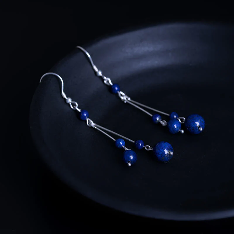 Orecchini pendenti Serenity in argento sterling 925 con perle di lapislazzuli Buddha Stones - Image 7