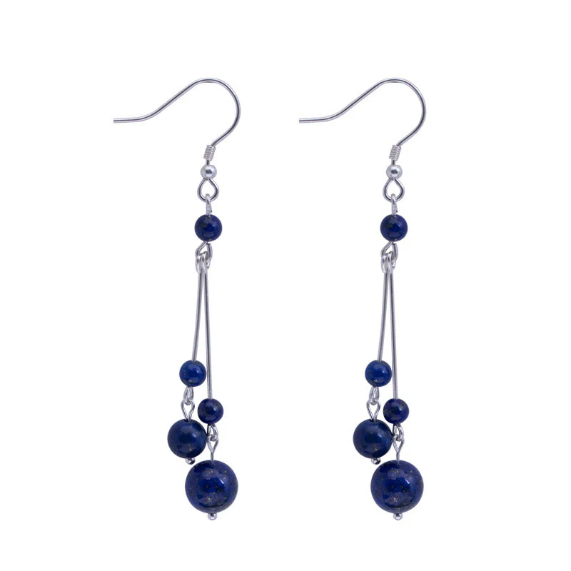 Orecchini pendenti Serenity in argento sterling 925 con perle di lapislazzuli Buddha Stones - Image 9