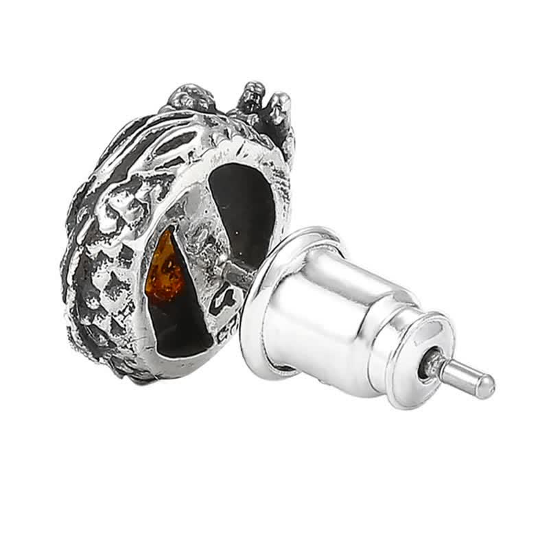 Orecchino a perno Buddha Stones 925 Sterling Silver Ambra naturale Drago Protezione Successo - Image 9