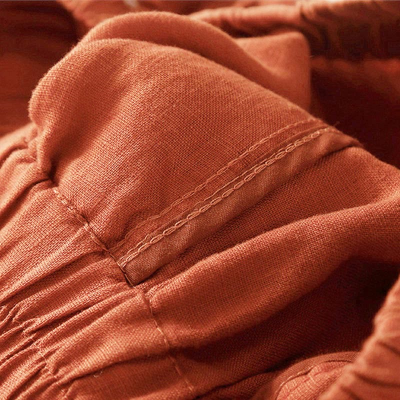Pantaloncini da donna in cotone con lacci e tasche, modello Buddha Stones, tinta unita, con fondo in pizzo cavo - Image 47