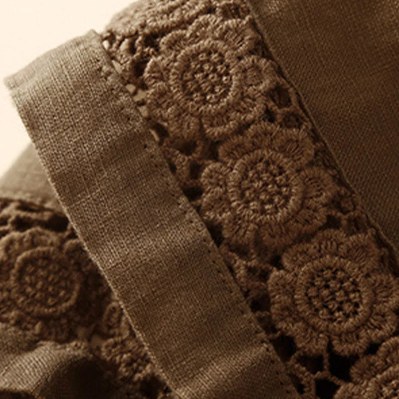 Pantaloncini da donna in cotone con lacci e tasche, modello Buddha Stones, tinta unita, con fondo in pizzo cavo - Image 52