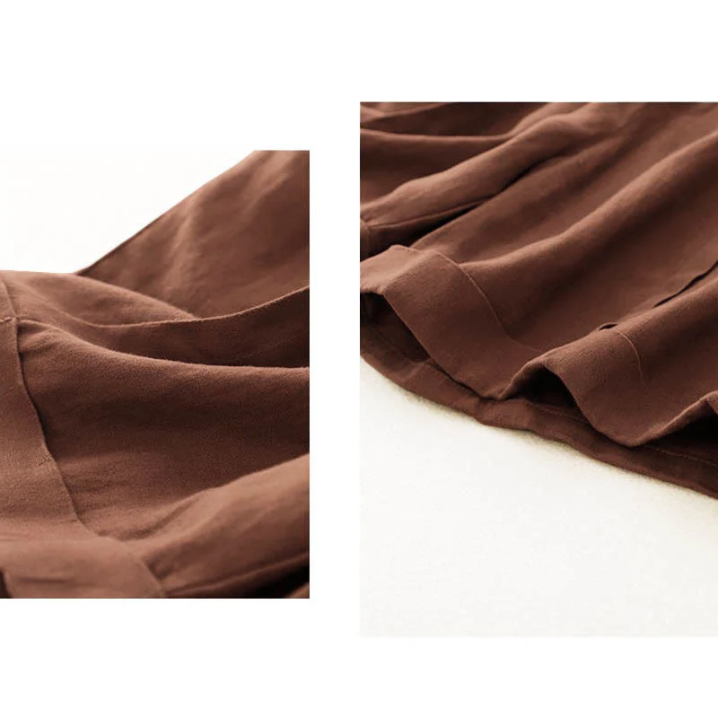 Pantaloncini da donna in cotone tinta unita casual Buddha Stones con tasche - Image 19