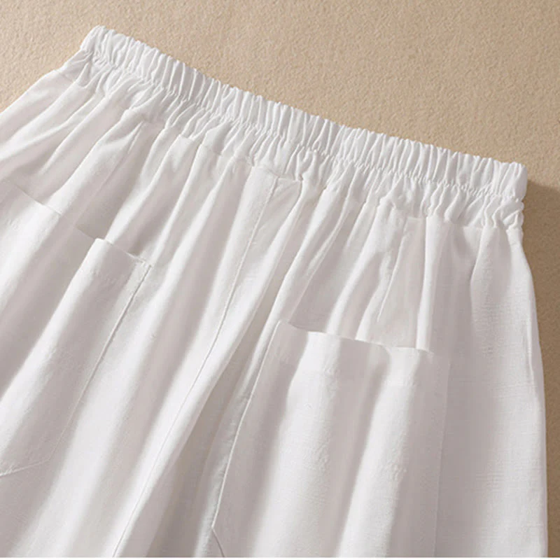 Pantaloncini da donna in poliestere con tasche, casual, estivi, elasticizzati e semplici, con Buddha Stones - Image 13