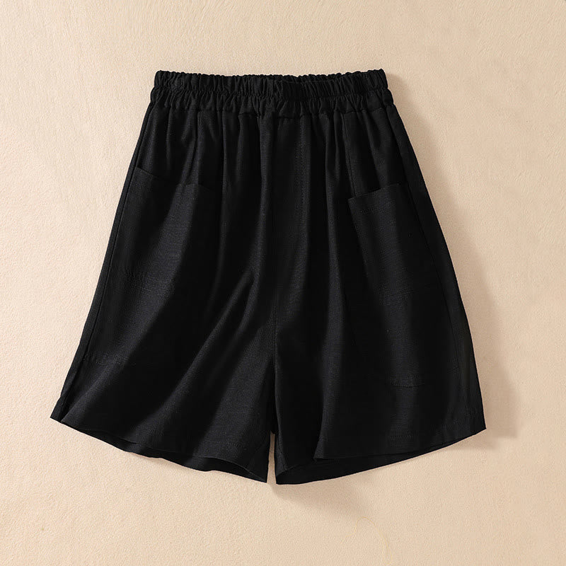 Pantaloncini da donna in poliestere con tasche, casual, estivi, elasticizzati e semplici, con Buddha Stones - Image 15