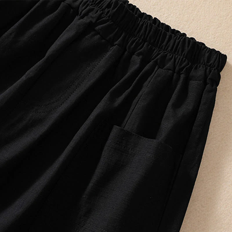Pantaloncini da donna in poliestere con tasche, casual, estivi, elasticizzati e semplici, con Buddha Stones - Image 18