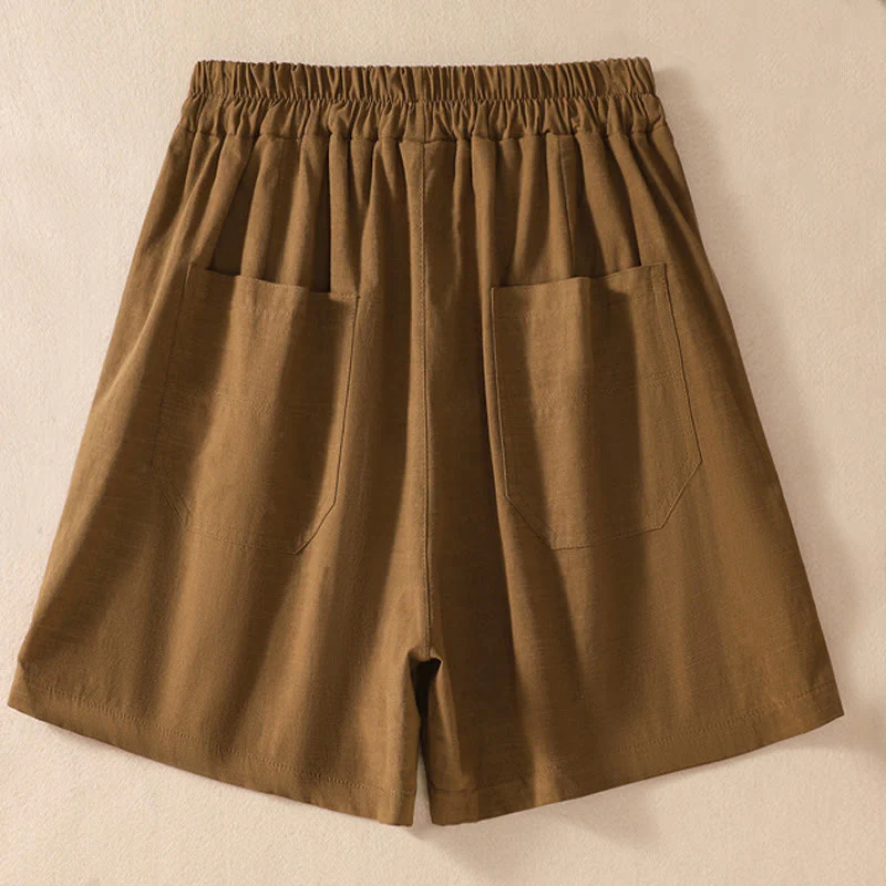 Pantaloncini da donna in poliestere con tasche, casual, estivi, elasticizzati e semplici, con Buddha Stones - Image 2