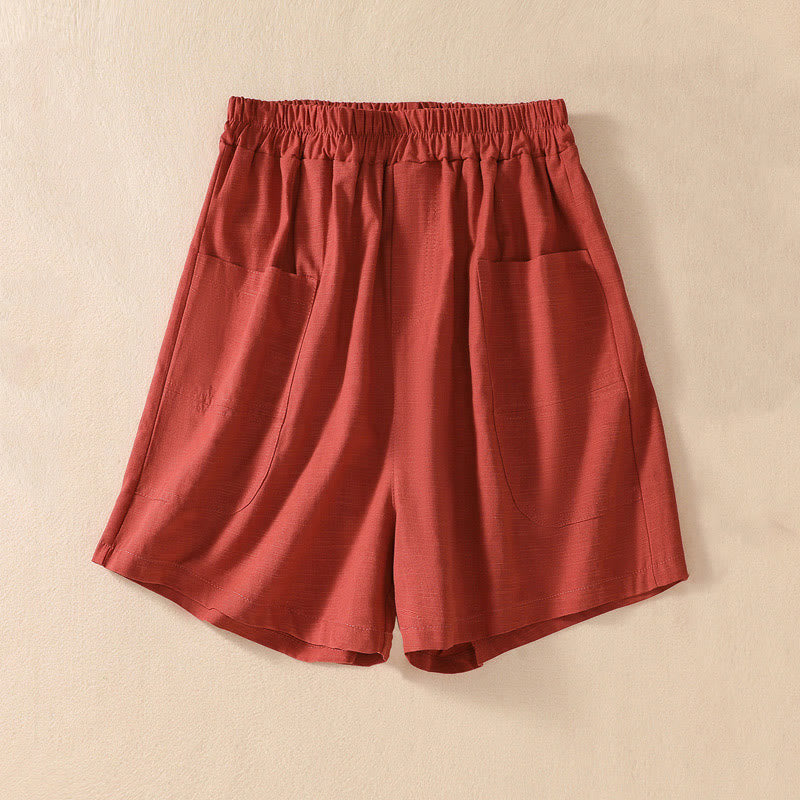 Pantaloncini da donna in poliestere con tasche, casual, estivi, elasticizzati e semplici, con Buddha Stones - Image 20