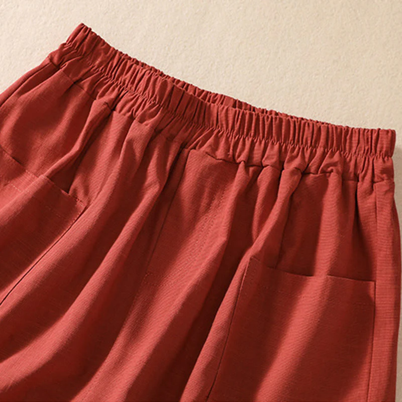 Pantaloncini da donna in poliestere con tasche, casual, estivi, elasticizzati e semplici, con Buddha Stones - Image 23